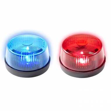 Groothandel 2x signaallampen/signaallichten blauw en rood led licht 10 cm politie speelgoed/feestverlichting kopen