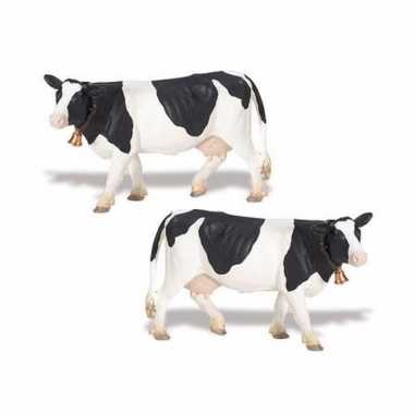 Groothandel 2x stuks plastic speelgoed figuur holstein-friesian koeien 12 cm kopen