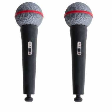 Groothandel 2x zwarte speelgoed microfoons the voice muzikant 19 cm kopen