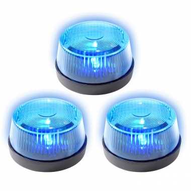 Groothandel set van 3x stuks signaallampen/signaallichten blauw led licht 10 cm politie speelgoed/feestverlichting kopen