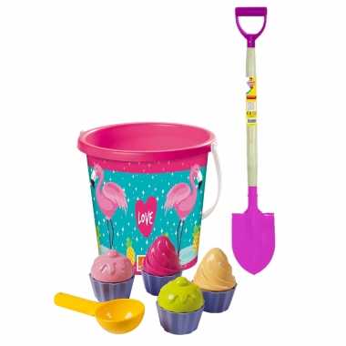 Groothandel strand/zandbak speelgoed set met flamingo emmer, roze schep & 9-delige ijsjes zandvormen voor jongens/meisjes/kinderen kopen
