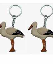 Groothandel 10x stuks dieren sleutelhangers vogel ooievaar 6 cm speelgoed