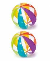Groothandel 2x grote opblaasbare doorzichtige strandballen met kleuren 107 cm waterspeelgoed