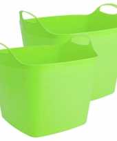 Groothandel 2x stuks flexibele kuip emmer wasmand vierkant groen 40 liter speelgoed