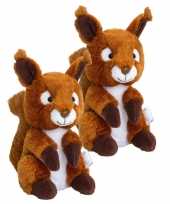 Groothandel 2x stuks kinder knuffels eekhoorn van 14 cm speelgoed