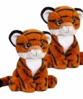 Groothandel 2x stuks kinder knuffels tijger van 18 cm speelgoed