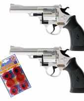 Groothandel 2x stuks plaffertjes speelgoed pistolen revolvers met 12 schoten magazijn