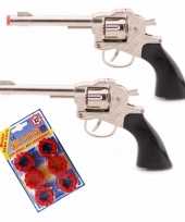 Groothandel 2x stuks plaffertjes speelgoed pistolen revolvers met 8 schoten magazijn