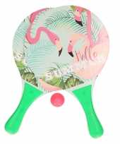 Groothandel actief speelgoed tennis beachball setje groen met flamingomotief