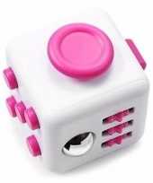Groothandel anti stress speelgoed fidget cube roze wit