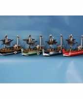 Groothandel blauw miniatuur vissersbootje hout speelgoed