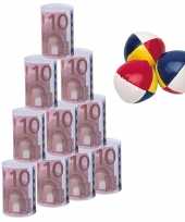 Groothandel blikken gooien 10 euro geld biljet blik 13 cm speelset 13 delig kermis speelgoed