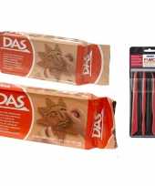 Groothandel boetseer klei 1 5 kilo terracotta kleur met boetseergereedschap 4 delig speelgoed