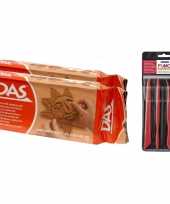 Groothandel boetseer klei 2 kilo terracotta kleur met boetseergereedschap 4 delig speelgoed
