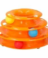 Groothandel katten speeltoren met 3 etages en gekleurde ballen 25 x 13 5 cm speelgoed
