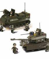 Groothandel leger soldaten speelgoed set van sluban 2x army voertuigen van 31 cm 10268660