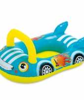 Groothandel opblaasbaar raceauto bootje blauw geel 84 cm waterspeelgoed
