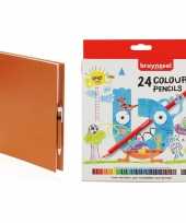 Groothandel oranje schetsboek tekenboek met 24 kleurpotloden speelgoed