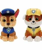 Groothandel paw patrol knuffels set van 2x karakters chase en rubble 15 cm speelgoed