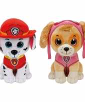 Groothandel paw patrol knuffels set van 2x karakters marshall en skye 15 cm speelgoed