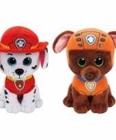 Groothandel paw patrol knuffels set van 2x karakters marshall en zuma 15 cm speelgoed