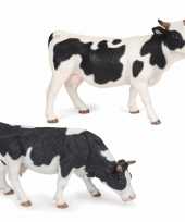 Groothandel plastic speelgoed figuren setje van 2x bonte koeien 14 cm