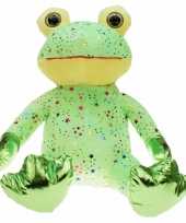 Groothandel pluche groene kikker knuffel met glitters 30 cm speelgoed