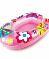 Groothandel roze opblaasbootje bloemen vlinder print 91 cm waterspeelgoed