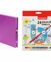 Groothandel roze schetsboek tekenboek met 24 kleurpotloden speelgoed