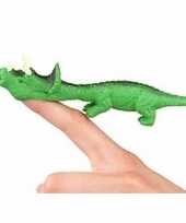 Groothandel rubberen groene speelgoed dino world vingerpoppetje triceratops