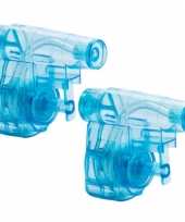 Groothandel set van 15x stuks mini blauw waterpistool 5 cm speelgoed