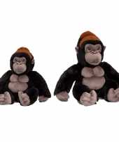 Groothandel set van 2x stuks gorilla aap apen knuffels 20 en 30 cm speelgoed