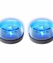 Groothandel set van 2x stuks signaallampen signaallichten blauw led licht 10 cm politie speelgoed feestverlichting