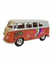Groothandel speelauto volkswagen hippiebusje print oranje 15 cm speelgoed