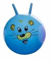 Groothandel speelgoed skippybal met dieren gezicht blauw 46 cm