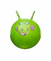 Groothandel speelgoed skippybal met dieren gezicht groen 46 cm