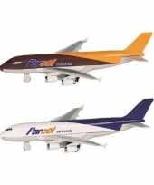 Groothandel speelgoed vliegtuigen setje van 2 stuks bruin en wit blauw 19 cm
