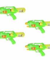 Groothandel voordeelset van 4x stuks watergeweer groen geel 34 cm speelgoed