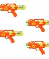 Groothandel voordeelset van 4x stuks watergeweer pistool oranje geel 34 cm speelgoed
