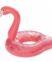 Groothandel waterspeelgoed roze glitter flamingo zwemband zwemring 80 x 106 x 79 cm voor jongens meisjes kinderen en dames heren volwassenen