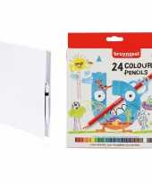 Groothandel wit schetsboek tekenboek met 24 kleurpotloden speelgoed