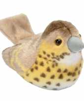 Groothandel zanglijster vogeltje met geluid van pluche 13 cm speelgoed